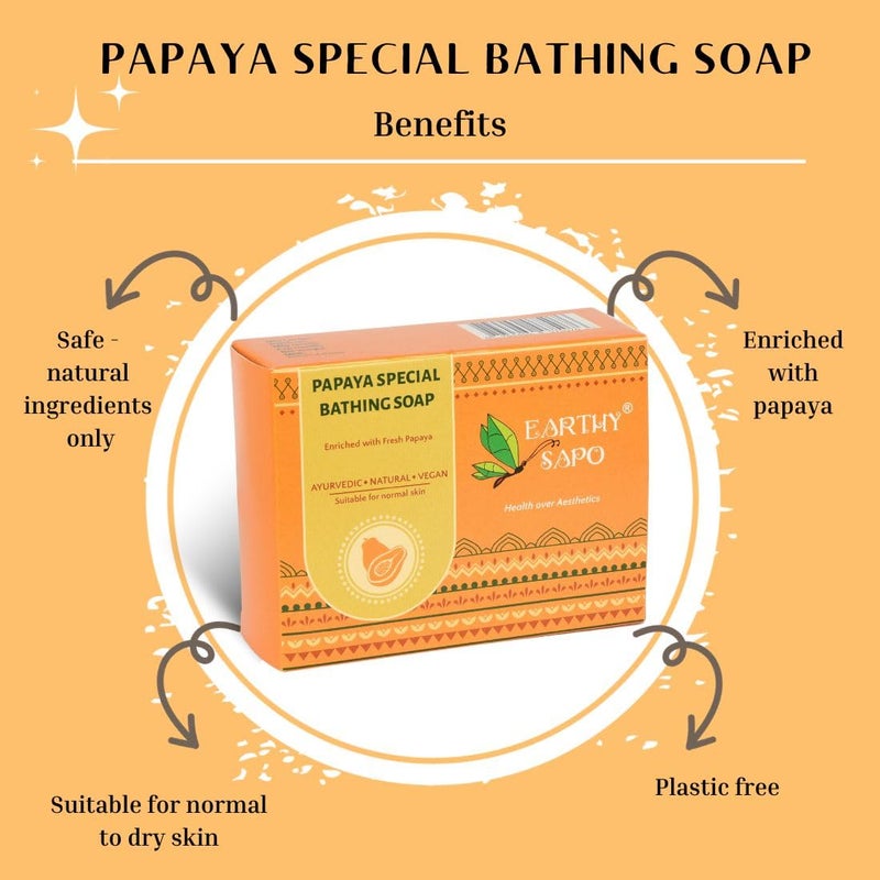 Earthy Sapo Earthy Sapo Handmade Papaya Special Bathing Soap 100g - Image 5