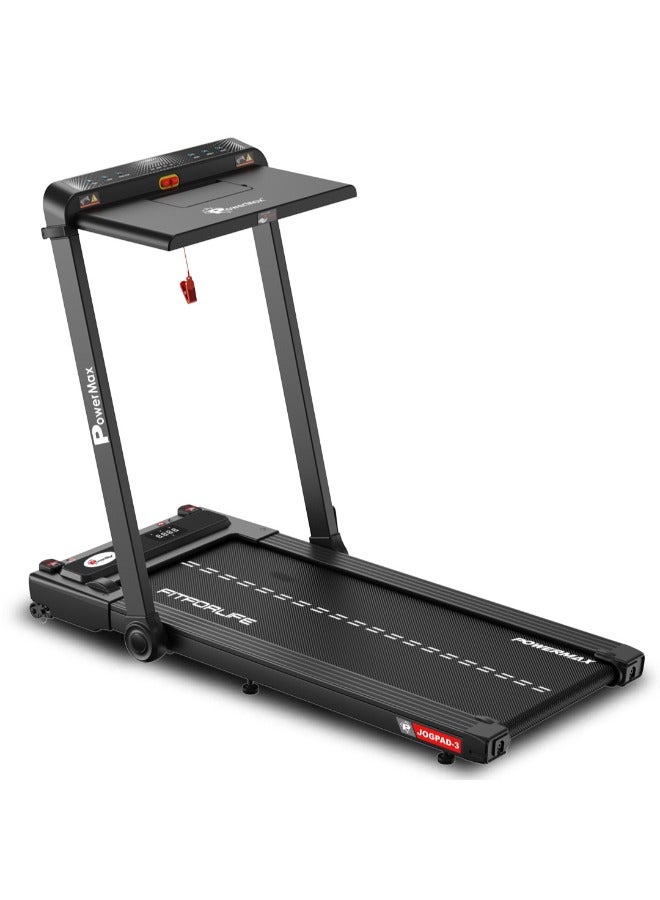 PowerMax Fitness Jogpad-3 (4Hp Peak) Motorized 2 In 1 Built in Desk Treadmill For Home Workout | Walkingpad | Remote Control, Max User 110Kg, Top Speed 12 Kmph, Led Display, Bluetooth,Speaker,Ipad Holder - Image 1