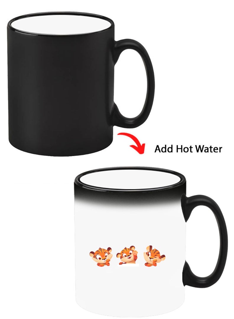 Theodor Color Changing Heat Sensitive Ceramic Mug, Image Revealed When HOT Liquid is Added! Cute tiger expressions - Image 1