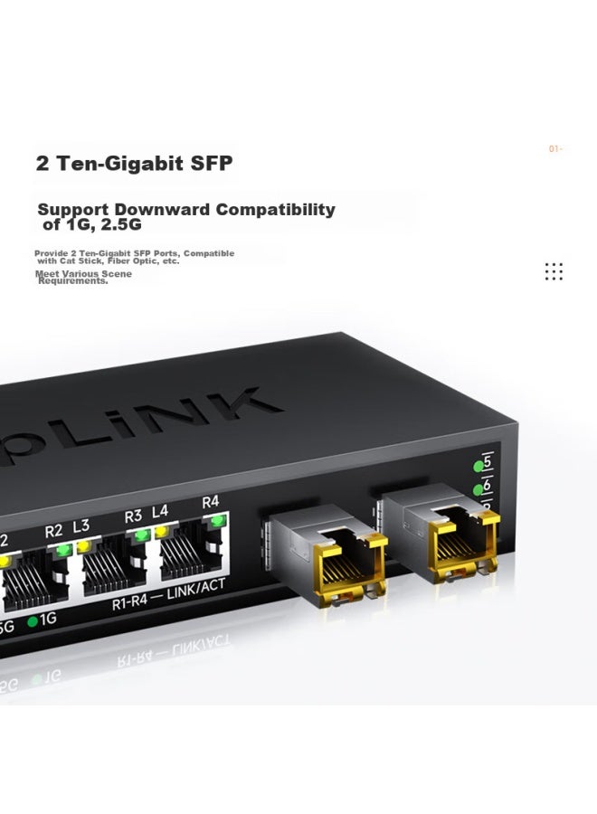 Keeplink Kp-9000 Enterprise Office 4-port 2.5g + 2 10g Optical Switch, Network Hub, Splitter, Compatible With Nas Optical Modem - Image 4