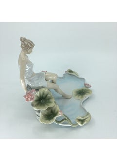 Wise Unicorn Water Fairy Figured Lotus Flower Decorative Porcelain Jewelry Plate  - Image 3