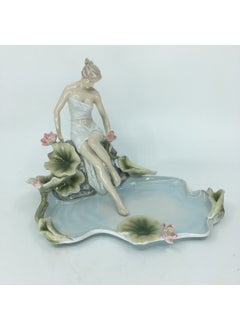 Wise Unicorn Water Fairy Figured Lotus Flower Decorative Porcelain Jewelry Plate  - Image 1