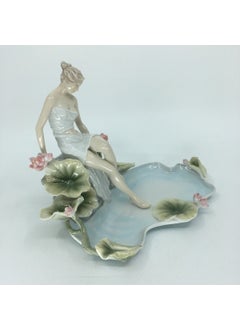 Wise Unicorn Water Fairy Figured Lotus Flower Decorative Porcelain Jewelry Plate  - Image 2