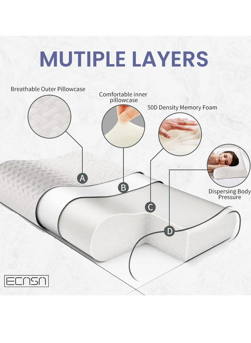 Memory Foam Neck Pillow, Contour Memory Foam Side and Back Sleepers Bed Pillow- Sleeping Pillows for Adults Visit the ECASA Store - Image 3
