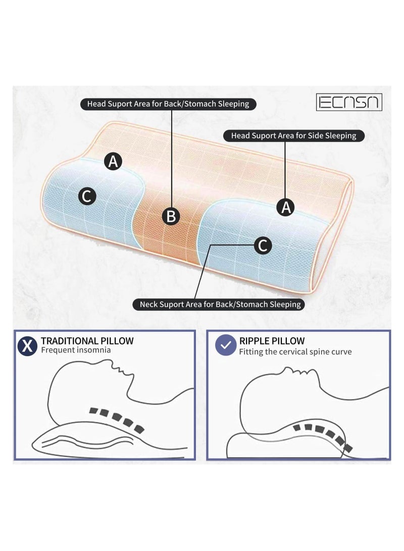 Memory Foam Neck Pillow, Contour Memory Foam Side and Back Sleepers Bed Pillow- Sleeping Pillows for Adults Visit the ECASA Store - Image 5