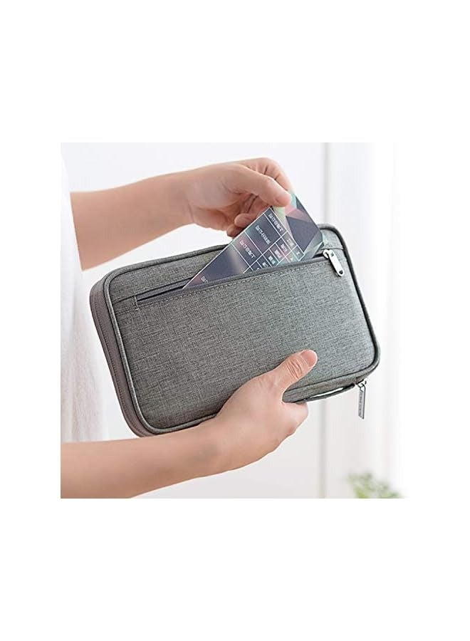 PROMASS Multifunction Convenient and Practical Travel Wallet RFID Blocking Document Organizer Bag, Family Passport Holder, Grey - Image 2