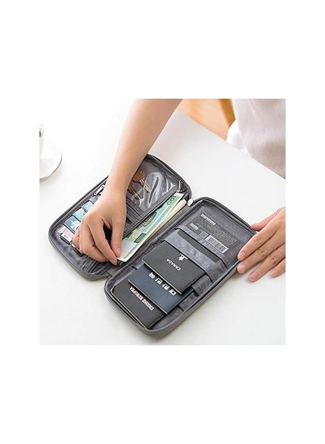 PROMASS Multifunction Convenient and Practical Travel Wallet RFID Blocking Document Organizer Bag, Family Passport Holder, Grey - Image 3
