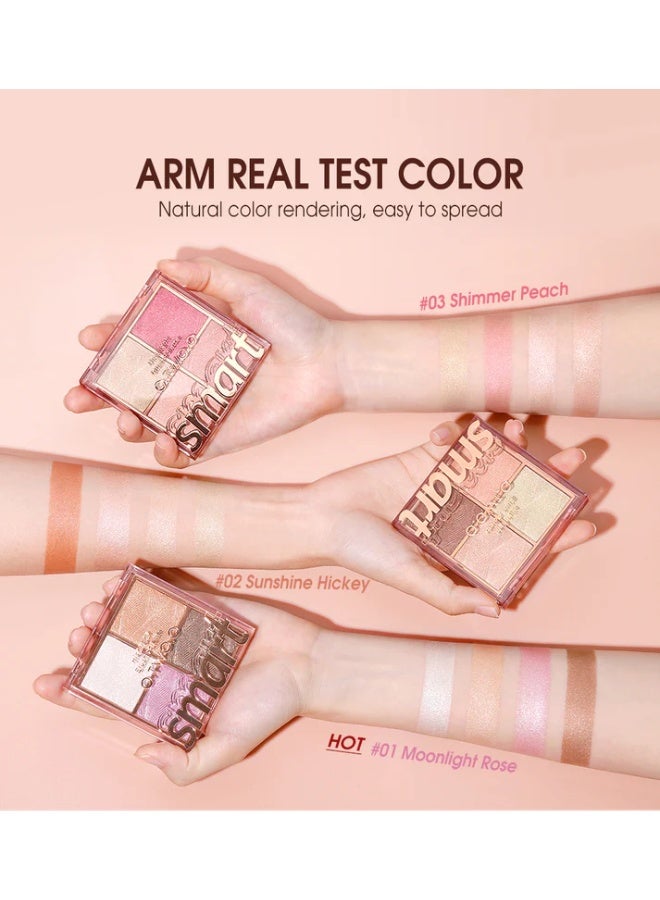 OTWOO O.TWO.O 3D Glitter Glow Highlight Palette – Multi-Dimensional Radiance (#3, SHIMMER PEACH) - Image 2