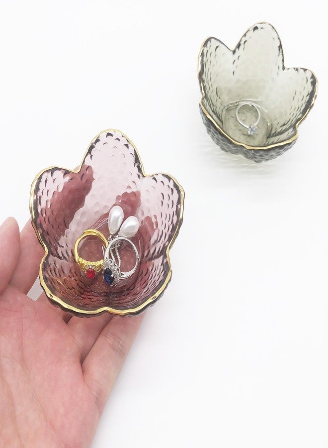 BESSKON Small Ring Dish Jewelry Tray, Glass Jewelry Dish Trinket Bowl, Crystal Ring Holder Dish Jewelry Plate, Nightstand Decor Jewelry Holder Dish, Engagement Jewelry Bowl Dish for Rings, Earrings - Image 4