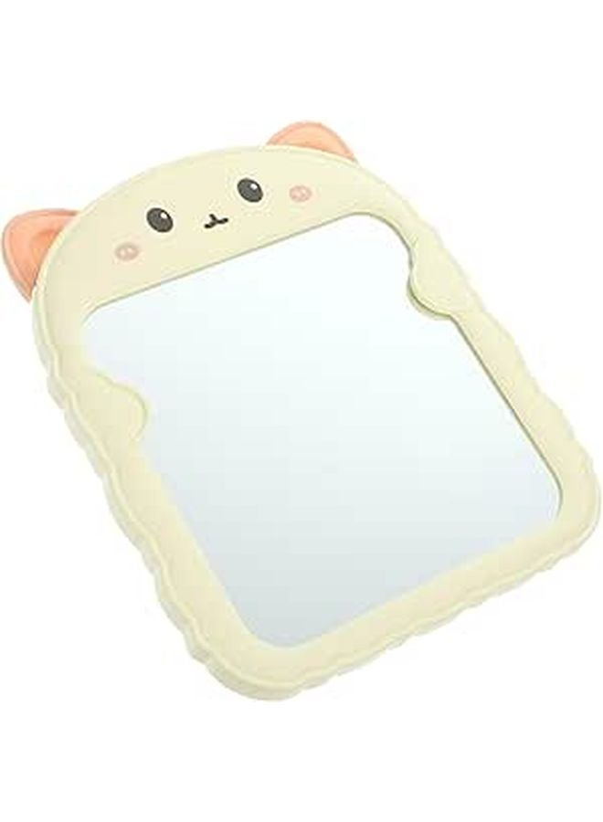 Cat Ear Folding Vanity Mirror with Stand Portable Tabletop Makeup Mirror for Travel Home Beige - Image 1