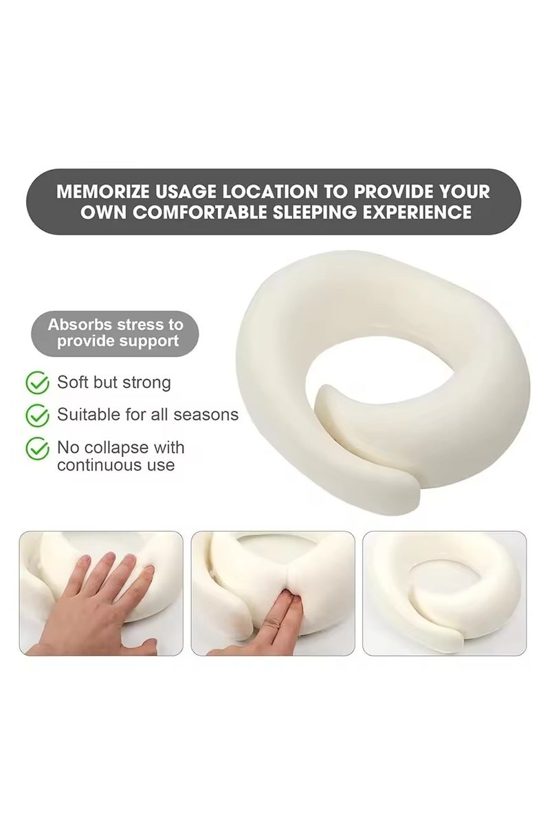Memory Foam Travel Neck Pillow, Ergonomic Design, Compact, Airplane Car Home Use, Gray - Image 5