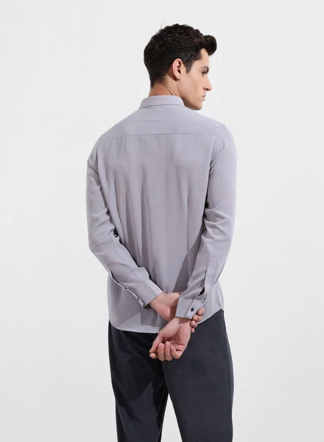 شركة المرآب الهندية Men Slim Fit Solid Cutaway Collar Full Sleeves Shirt