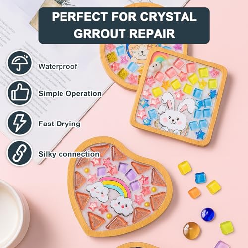 DINGSEN Professional Mosaic Grout for Crafts White - Quick-Dry Crystal Tile Grout with Contrast Color Technology, DIY Art Supplies for Mosaic Glass Decor, Handmade Gifts & Home Improvement Projects - Image 2