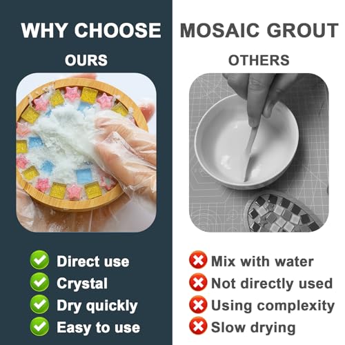DINGSEN Professional Mosaic Grout for Crafts White - Quick-Dry Crystal Tile Grout with Contrast Color Technology, DIY Art Supplies for Mosaic Glass Decor, Handmade Gifts & Home Improvement Projects - Image 3