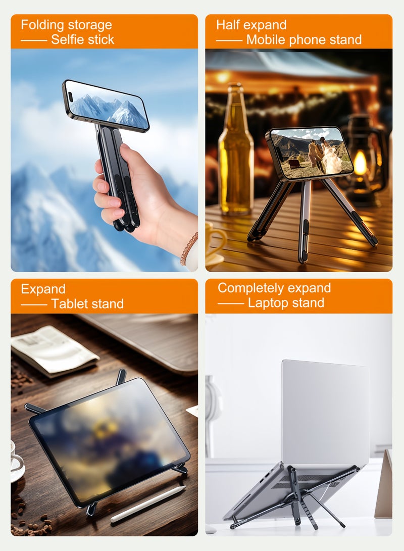 Tablet and Laptop Holder, aluminum alloy, strong magnetic attraction, damping shaft for greater durability, adjustable angle, portable, Gray - Image 5
