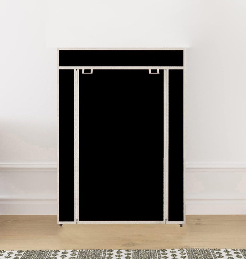 GTC 4 Layer Multipurpose Collapsible Almirah Wardrobe with Plastic Frame and Non Woven Fabric Cover Black - Image 3