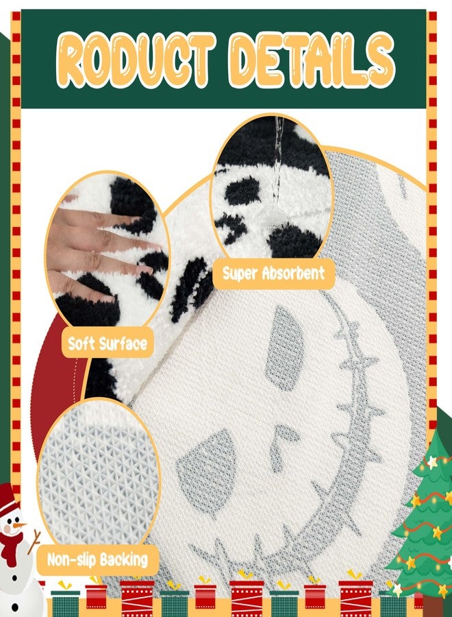 Castage Christmas Bathroom Rugs Black and White Bath Mat for Bathroom Tub Kitchen Bedroom Entryway Long Runner Skull Ghost Shower Rug Horror Decor Cute Cartoon Gothic,24''x59'' - Image 5