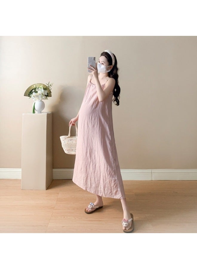 Pregnant Women's Two-piece Dress With Slip For Summer New Style Elegant Plus Size French Dress Lightweight And Comfortable Summer Long Dress 