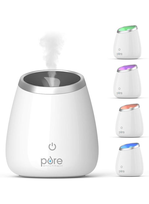 Pure Enrichment PureSpa Deluxe Ultrasonic Aromatherapy Oil Diffuser - 120ml Water Tank, Mood-Boosting Ionizer and Optional Color-Changing Light - Lasts Up to 10 Hours with Auto Safety Shut-Off