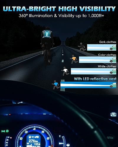 Zacro LED Reflective Vest Running Gear, 5 Lights Colors High Visibility Reflective Running Gear Rechargeable Light Up Running Vest for Walking Running Cycling, Adjustable for Men Women Kids (Blue) - Image 2