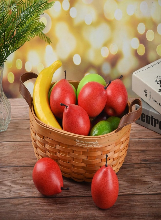 Luckforest Artificial Pears Red, 6 Pcs Simulation Pears Fake Fruits for Home Kitchen Fruit Model Cabinet Decor Photography Props - Image 4