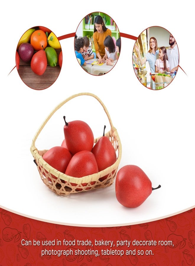 Luckforest Artificial Pears Red, 6 Pcs Simulation Pears Fake Fruits for Home Kitchen Fruit Model Cabinet Decor Photography Props - Image 5