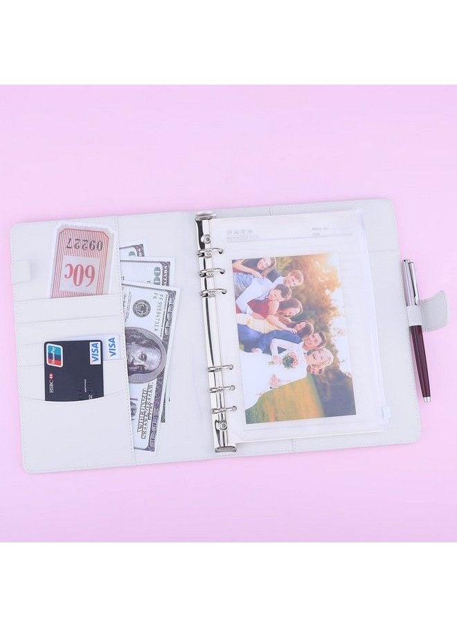 Antner - A5 Notebook Binder 6 Ring Planner Binder For A5 Refill Paper Pu Leather Refillable A5 Budget Binder Loose Leaf Organizer Binder Cover With Magnetic Buckle For Budgeting White - Image 1