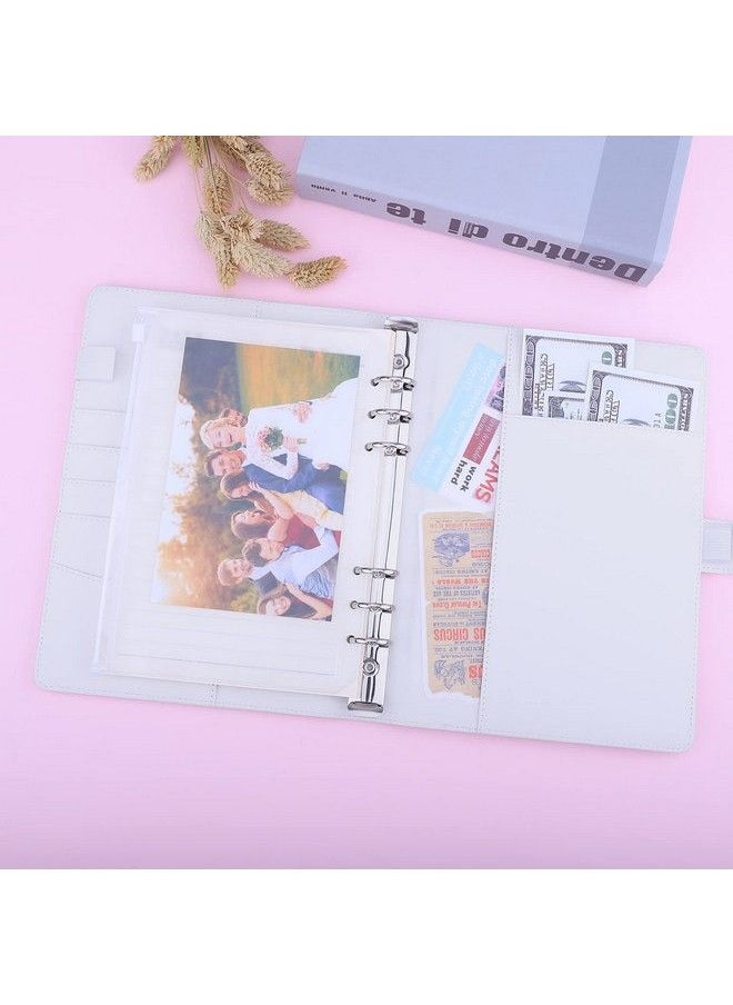 Antner - A5 Notebook Binder 6 Ring Planner Binder For A5 Refill Paper Pu Leather Refillable A5 Budget Binder Loose Leaf Organizer Binder Cover With Magnetic Buckle For Budgeting White - Image 1