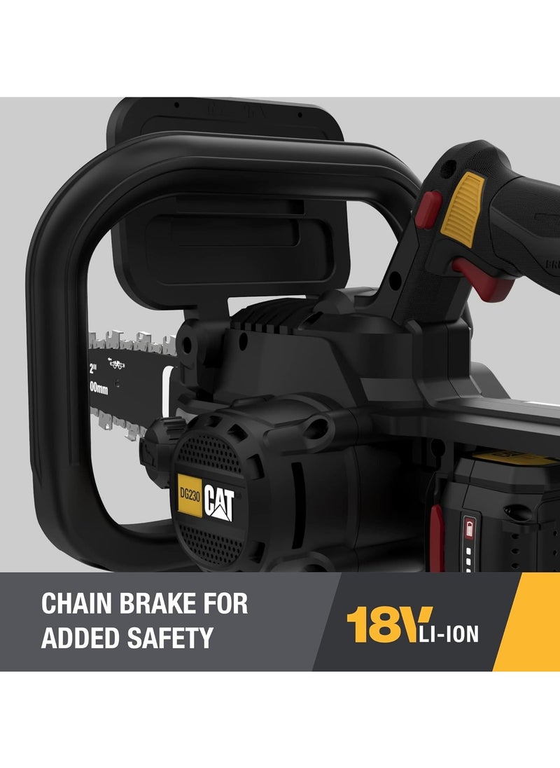 CATERPILLAR - Cat DG230 18V Brushless 12” Chainsaw, Battery Chainsaw with Tool-Free Chain Tensioning, Electric Chainsaw Cordless with Inertia Chain Brake for Safety – Battery & Charger Included - Image 1