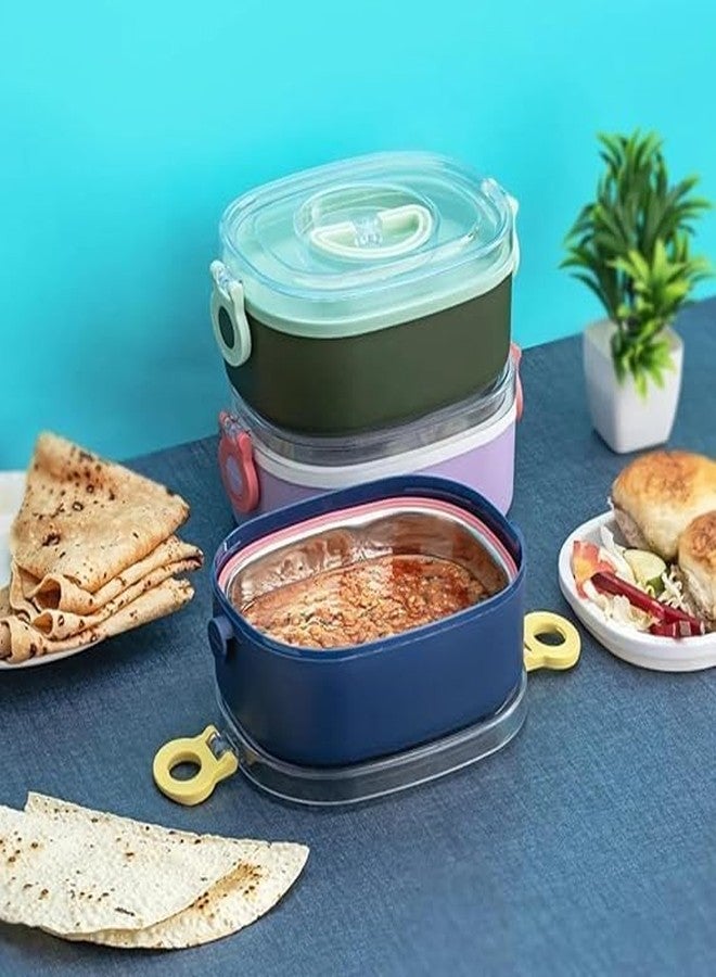 black sparrow Mighty Lunch Box Comes with 1 Small Container, Stylish Anti Spill Lid & 1 Baby Spoon BPA Free, Food Grade Perfect for School & Outdoor - Image 2