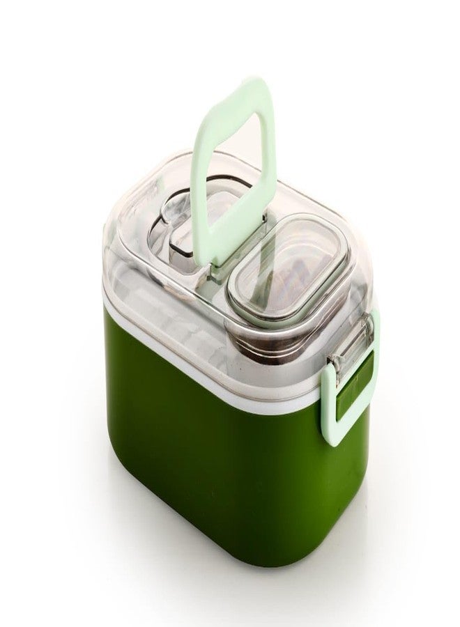 black sparrow Mighty Lunch Box Comes with 1 Small Container, Stylish Anti Spill Lid & 1 Baby Spoon BPA Free, Food Grade Perfect for School & Outdoor - Image 1