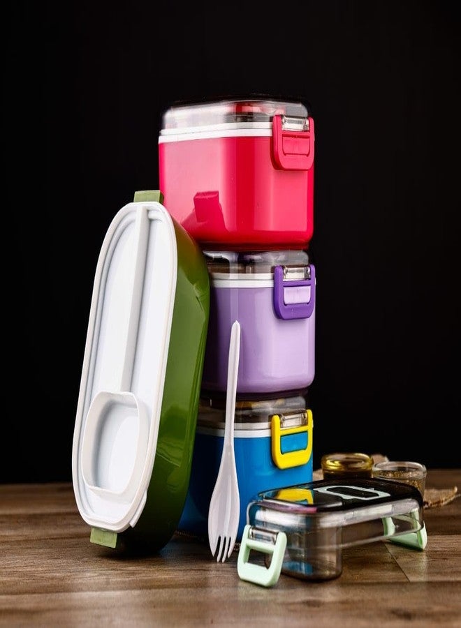 black sparrow Mighty Lunch Box Comes with 1 Small Container, Stylish Anti Spill Lid & 1 Baby Spoon BPA Free, Food Grade Perfect for School & Outdoor - Image 4