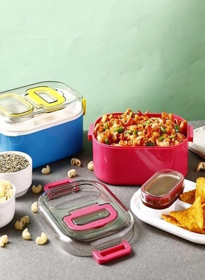 black sparrow Mighty Lunch Box Comes with 1 Small Container, Stylish Anti Spill Lid & 1 Baby Spoon BPA Free, Food Grade Perfect for School & Outdoor - Image 3