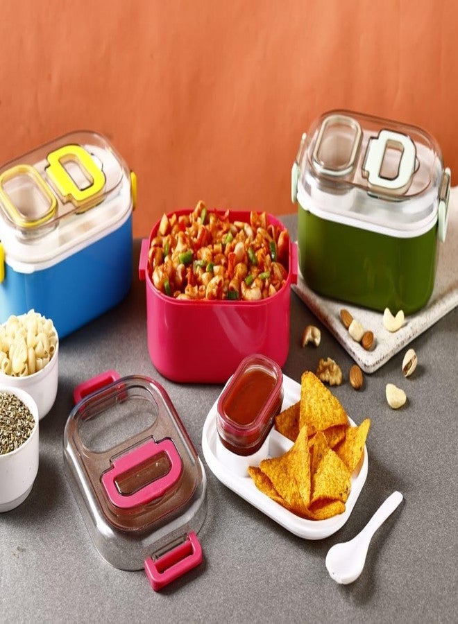 black sparrow Mighty Lunch Box Comes with 1 Small Container, Stylish Anti Spill Lid & 1 Baby Spoon BPA Free, Food Grade Perfect for School & Outdoor - Image 5