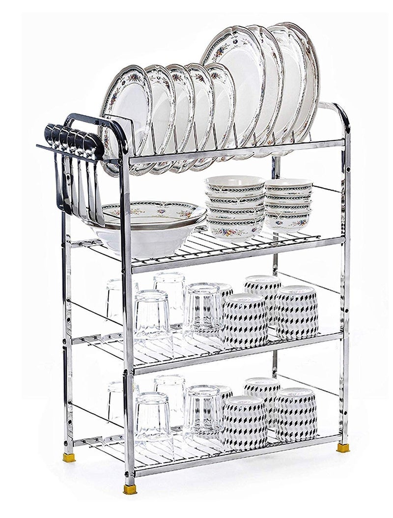 RJ kitchenware Store رف مطبخ RJ للأدوات المنزلية من الفولاذ المقاوم للصدأ 4 طبقات 18 × 24 بوصة - Image 1