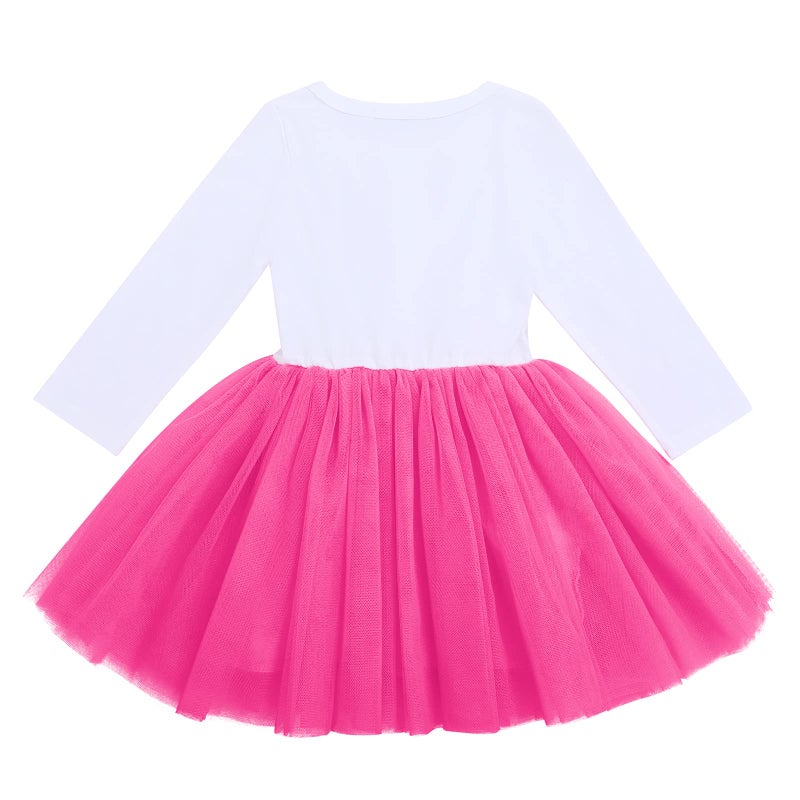 IMEKIS Winter Birthday Outfit Girl My Third Birthday Mini Cake Smash Outfit Toddler Baby Tulle Tutu Skirt Autumn Long Sleeve Mouse 3rd Birthday Party Iâ€™m Three Photo Props Hot Pink 3 Years - Image 4