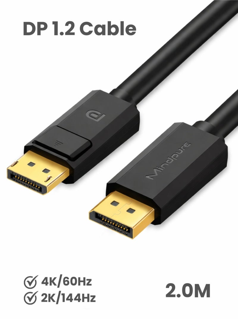 Mindpure 2m DP Cable 1.2, 4K@60Hz, 2K@165Hz, 2K@144Hz, High Speed Gold-Plated Display Port to Display Port Cable, DisplayPort Cable, DP to DP Cord for Gaming Monitor, Graphics Card, PC, Laptop - Image 1