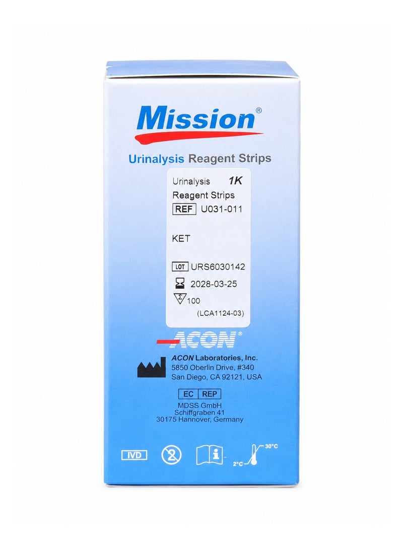 ميشن شرائط تحليل البول ACON Mission KET، عبوة 100 شريطًا - Image 3