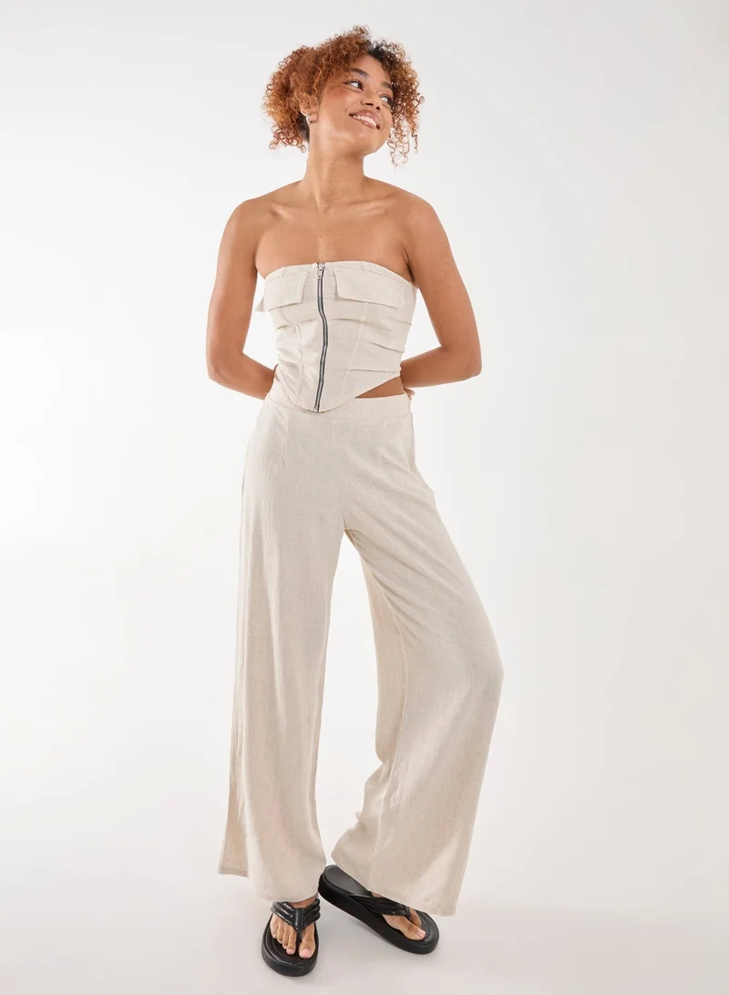 Pink Vanilla  Linen Cargo Corset Top for Women | Best Price UAE