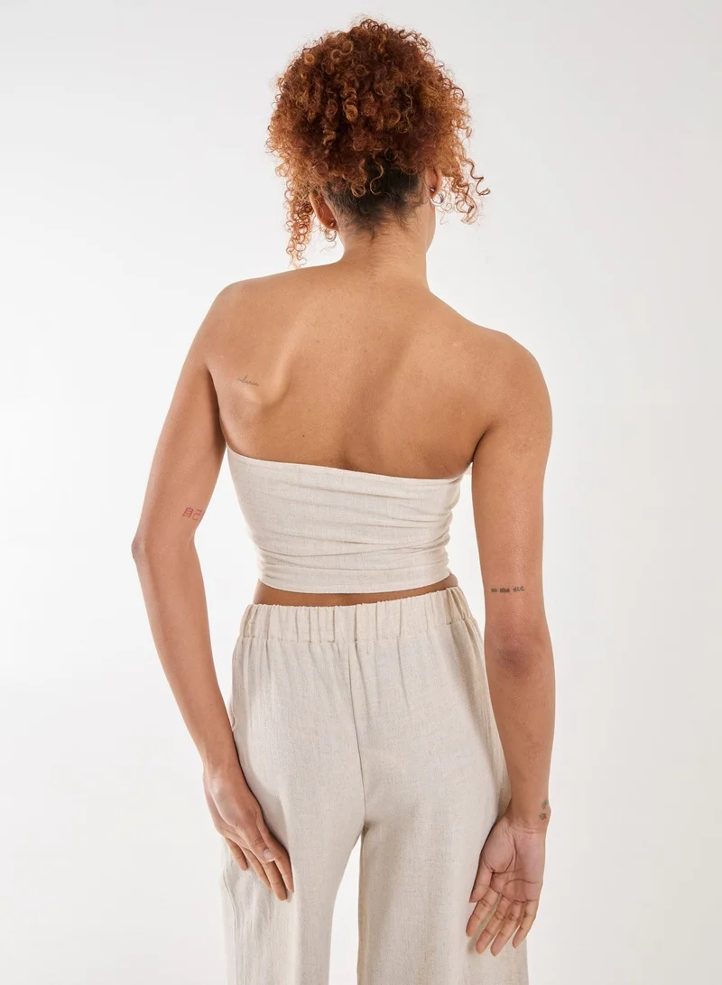 Pink Vanilla Linen Cargo Corset Top