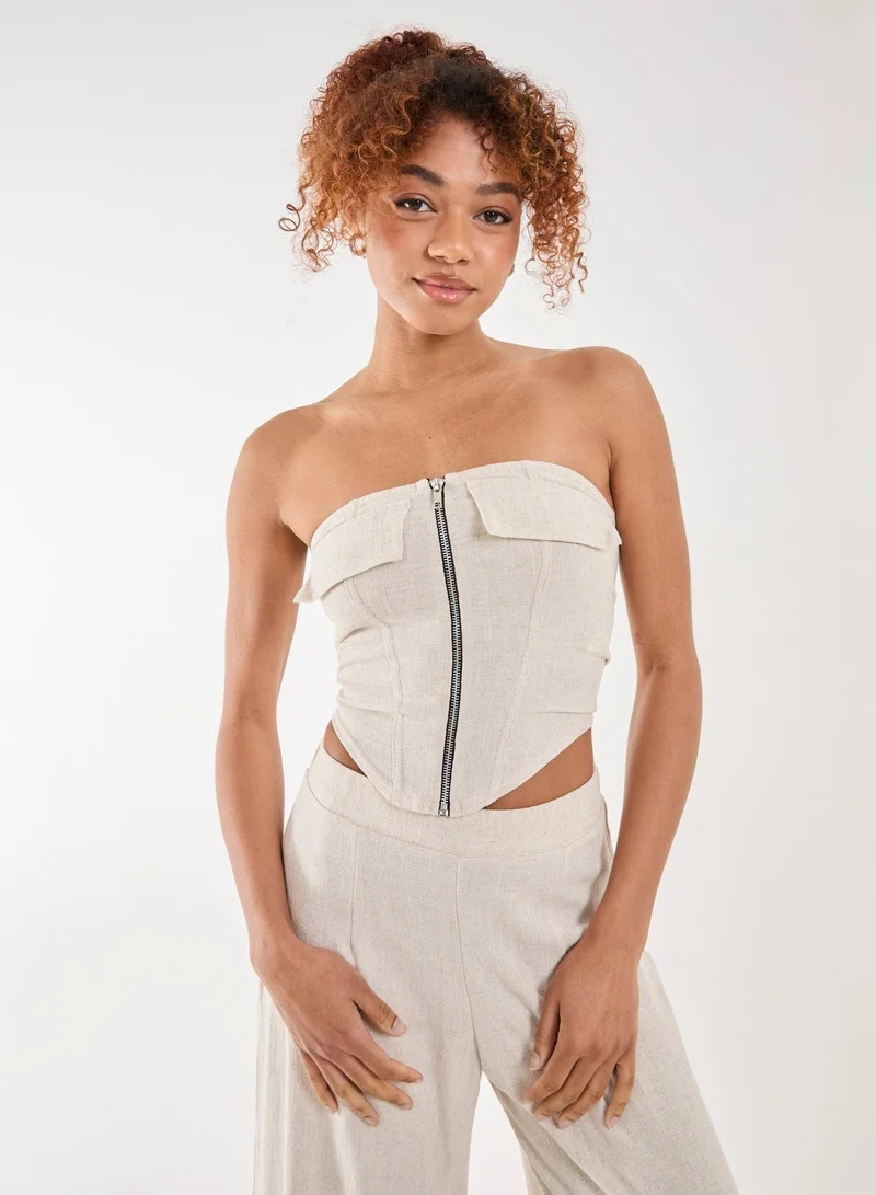 Pink Vanilla  Linen Cargo Corset Top for Women | Best Price UAE