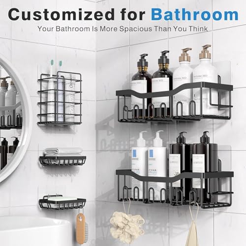 Desi BAE 5 in 1 Self Adhesive Organizer Combo/Racks and Shelves for Wall/Stand for Bathroom Without Drill/Soap Holder for Bathroom with Tooth Brush Holder (5 in 1) - Image 3