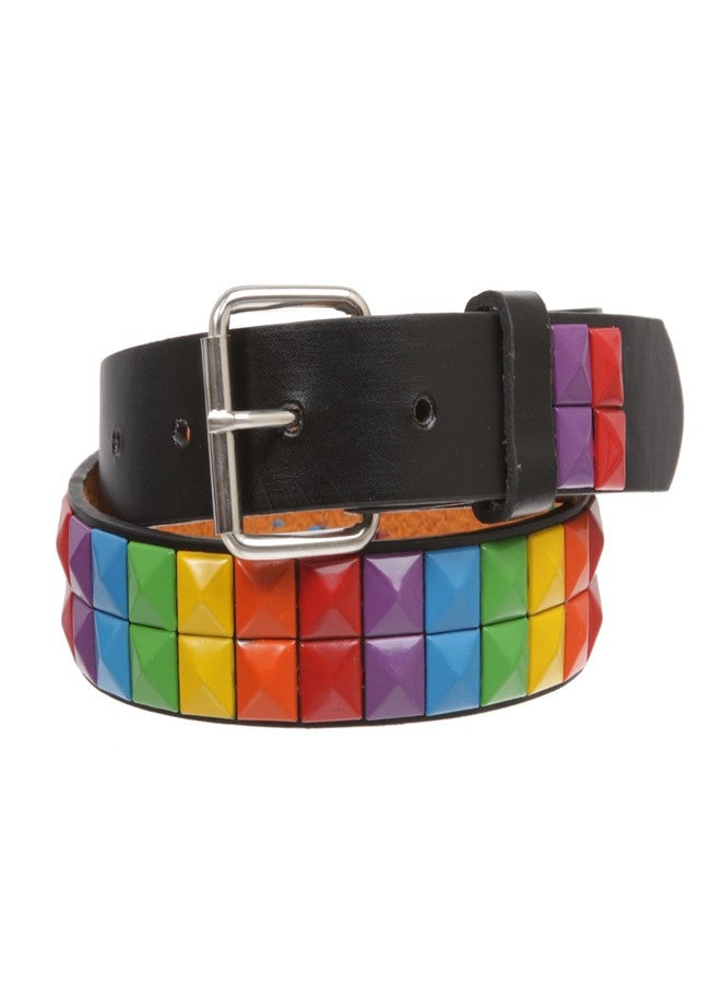 Beltiscool Kids' Rainbow Studded Leather Belt – Snap-On for Custom Buckles, 28" - Image 2