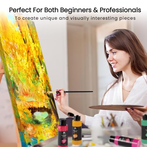 Vigorfun Acrylic Paint Set, 48 Colors, 2oz/60ml Bottles with 12 Brushes, 2 Knives & Palette - for Adults, Artists & Beginners - Arts and Crafts Painting Kit Gifts - Image 5