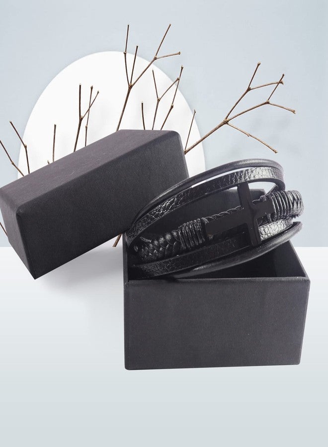 VDKIDKT Bracelet- Love You Forever Braided Leather Bracelet for Men Boys, Stainless Steel Inspirational Wristband, Braided Leather Bracelet Bangle Wristband Gifts for Him (Grandson-Cross) - Image 4