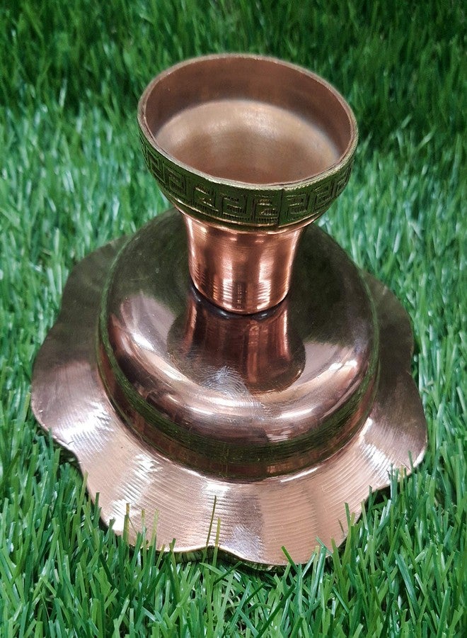 NIM Copper Style Lotus Shape Pooja offering Plate on Stand can be Used for Meditation,offering Dry Fruits and toffeee,Chocolates Size 4.5 inches - Image 4