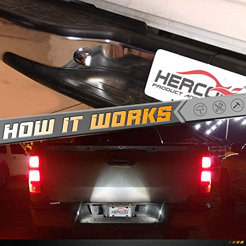 HERCOO LED License Plate Light Lamp Lens White Bulbs Chrome Rear Housing Compatible with 1999 after Silverado Sierra Avalanche Suburban Escalade Yukon GMC Cadillac Truck Step Bumper, Pack of 2 - Image 5