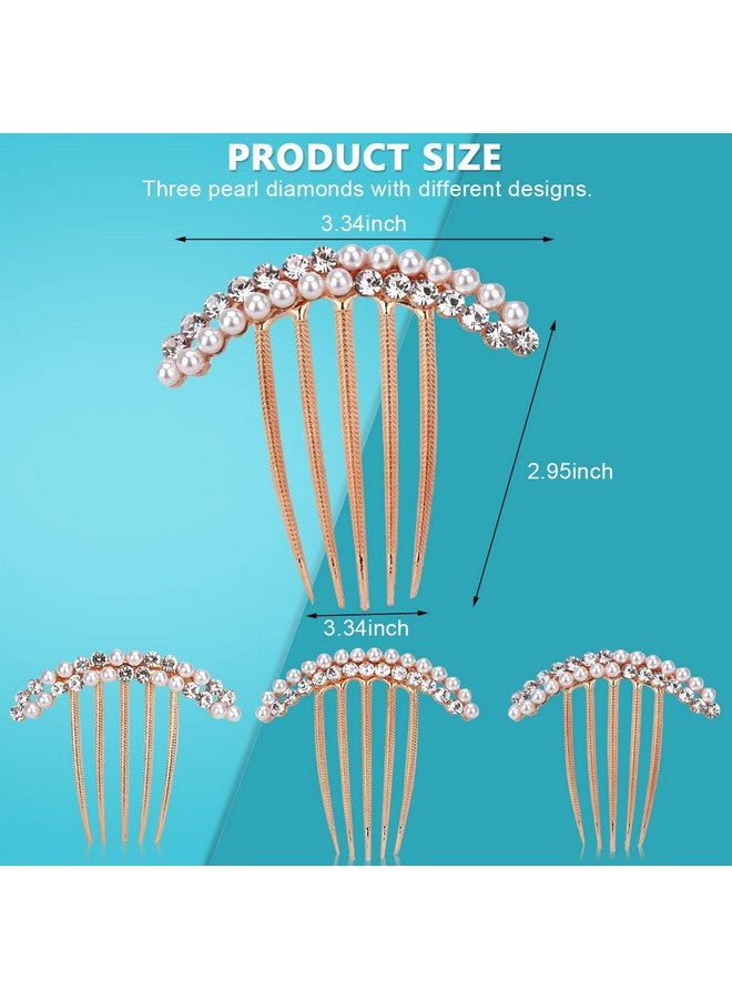 PALAY ® 3 Pcs Pearl Claw Hair Clips Side Comb Rhinestone French Hairpins Metal Decorative Hair Bun Clips Hair Accessories For Women Girls Gift - Image 2