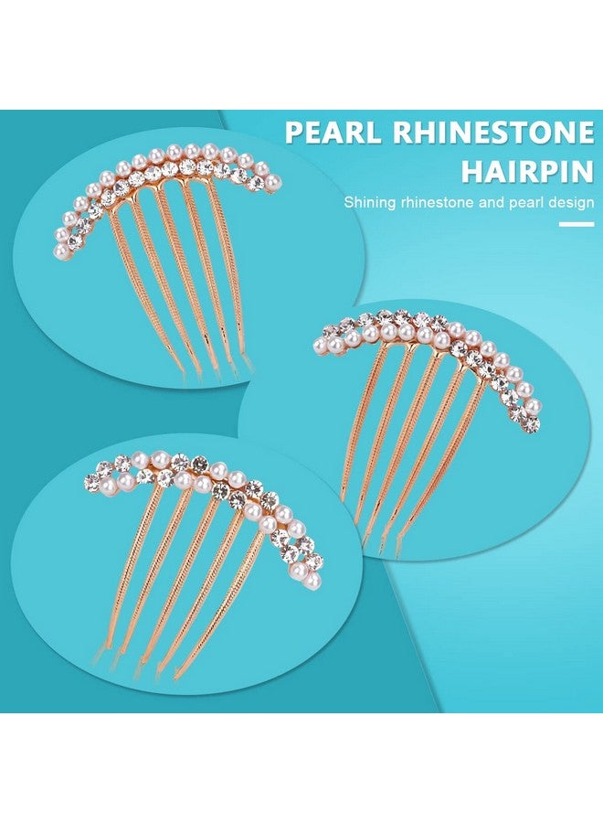 PALAY ® 3 Pcs Pearl Claw Hair Clips Side Comb Rhinestone French Hairpins Metal Decorative Hair Bun Clips Hair Accessories For Women Girls Gift - Image 4