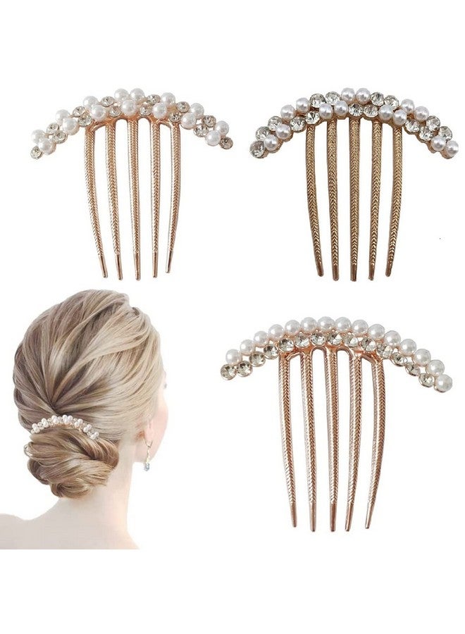 PALAY ® 3 Pcs Pearl Claw Hair Clips Side Comb Rhinestone French Hairpins Metal Decorative Hair Bun Clips Hair Accessories For Women Girls Gift - Image 1